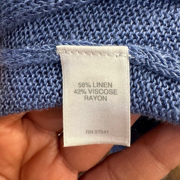 J. JILL Linen Light & Long Two Pocket Cardi Blue sz L Women's Cardigan Sweater - Picture 5 of 7